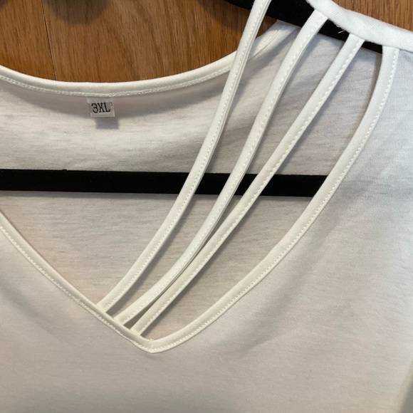 Plus size 3X White Strappy V-Neck Top - Picture 5 of 7